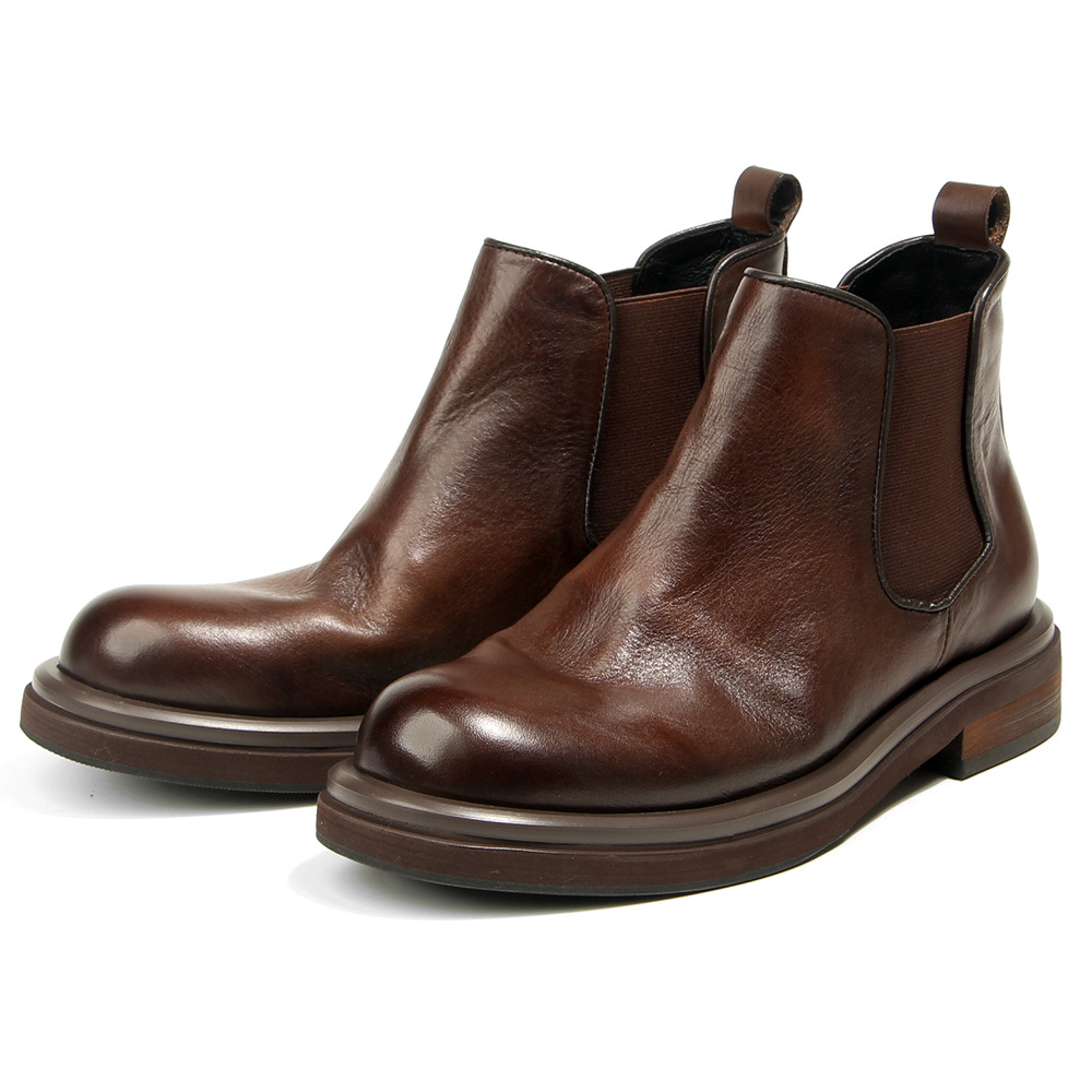 Men Shoes Trainers - Męskie botki Chelsea, wysokie, ze skóry