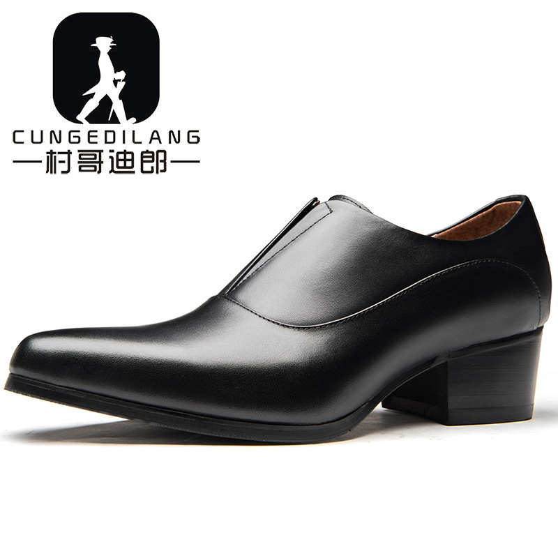 Men Shoes Louboutin - Męskie skórzane buty na wysokim obcasie