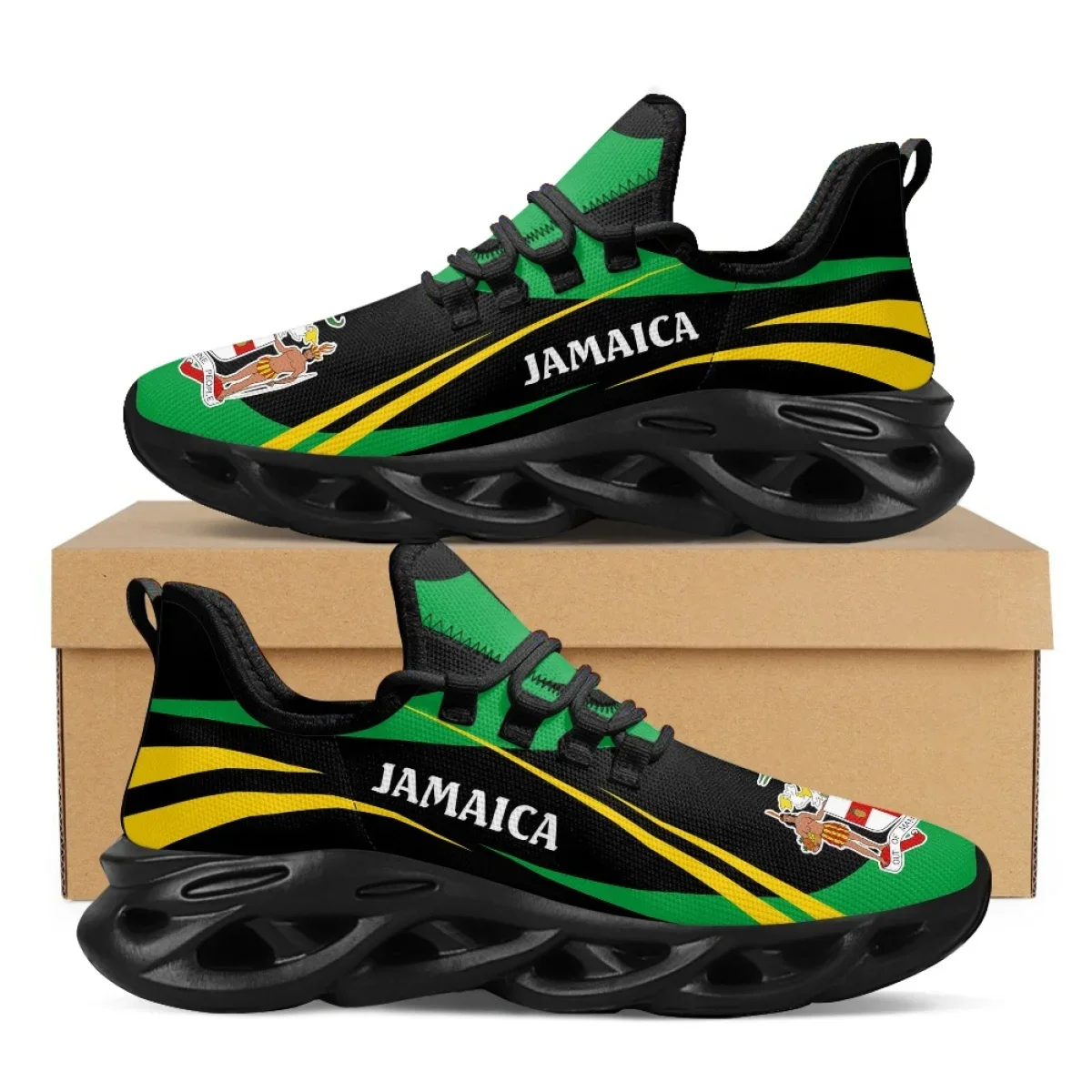 Men Shoes Trainers - Męskie sneakersy z nadrukiem flagi Jamajki,