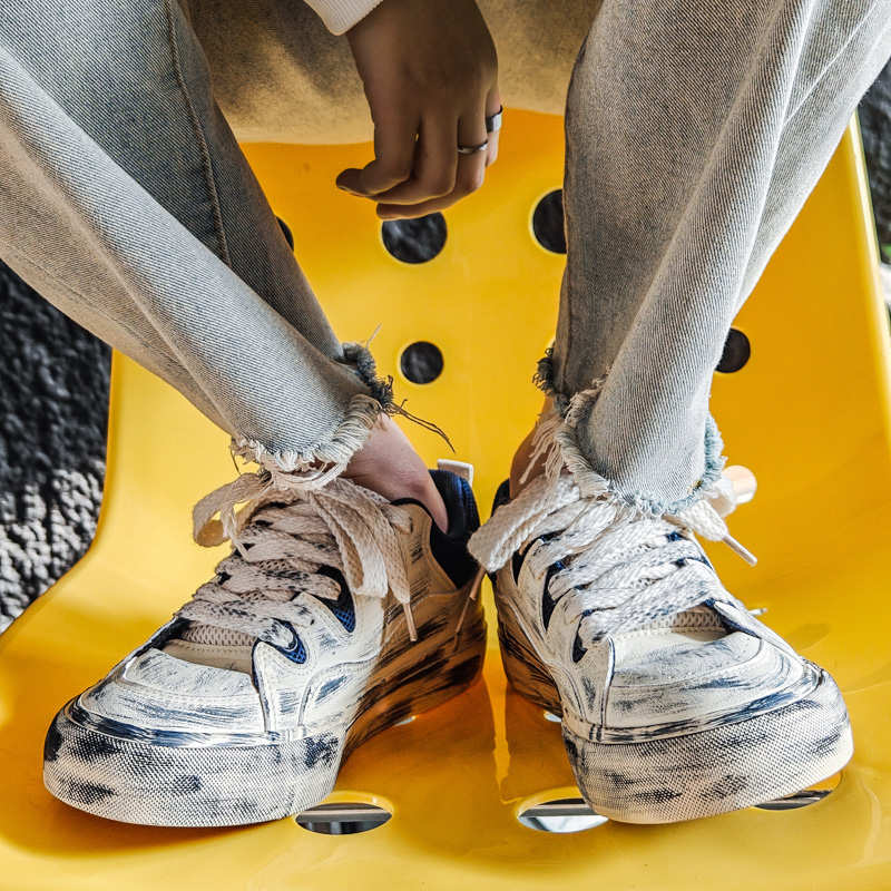 Men Shoes Runners - Wysokiej jakości skórzane białe męskie sneakersy