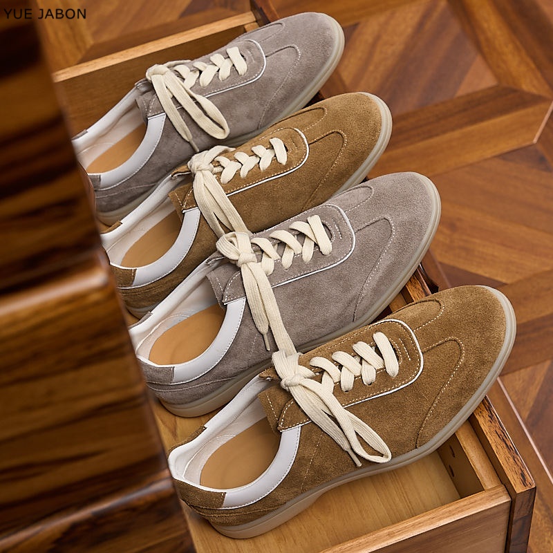 Men Shoes Trainers - Brązowe Retro Skórzane Męskie Buty Agan