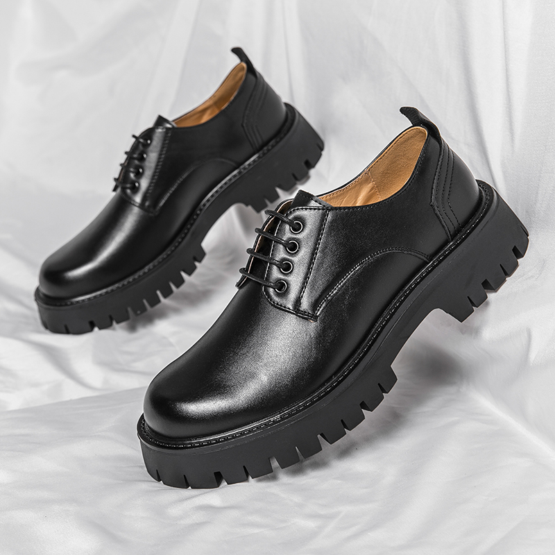 Men Shoes Louboutin - Platforma Męska Duża Głowa Skórzana Młoda