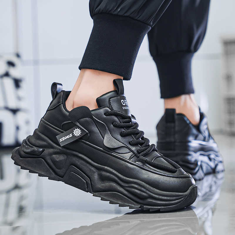 Czarne platformowe tenisówki m – Men Shoes Runners recenzja i cena