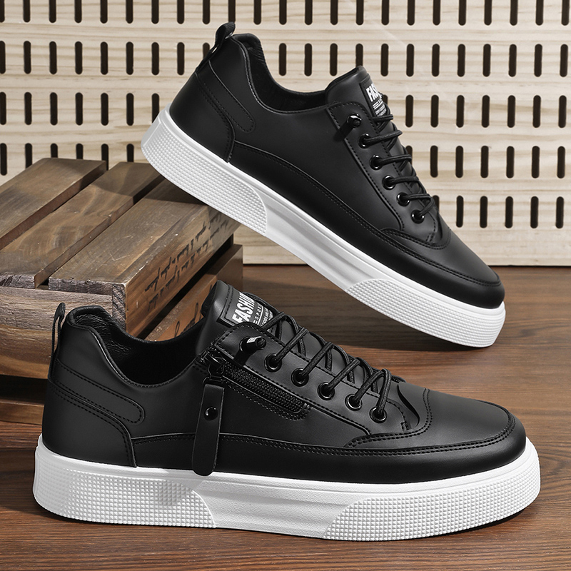 Męskie skórzane sneakersy z bo – Men Shoes Trainers recenzja i cena